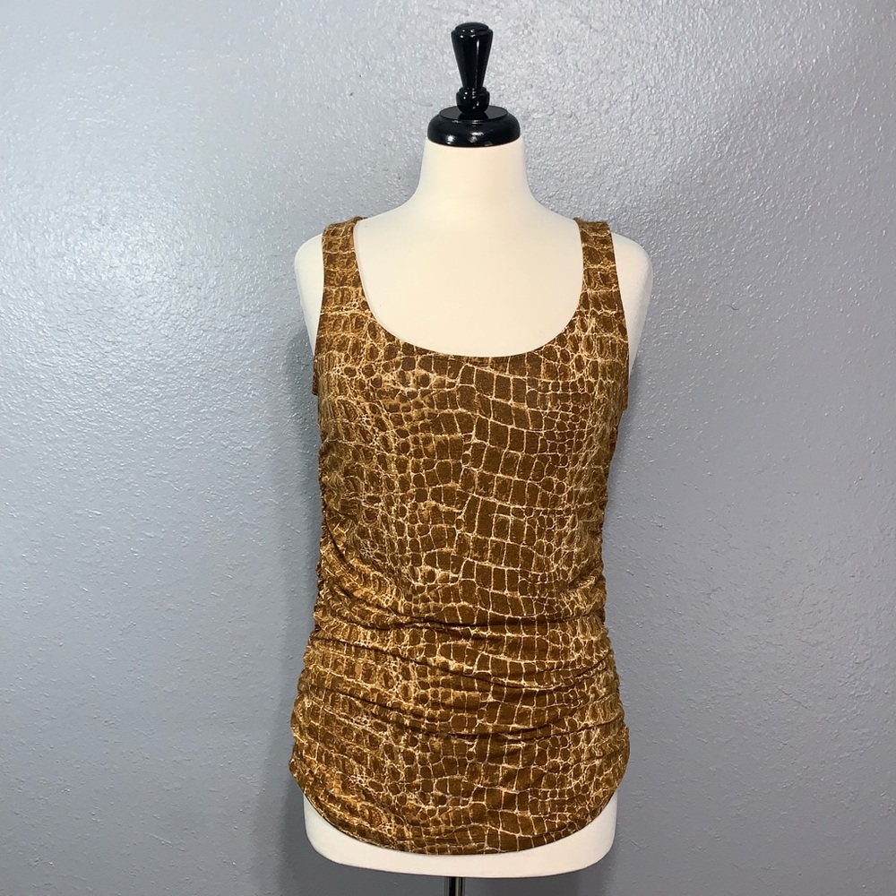 NY&Co Ruched Reptile Print Sleeveless Top M